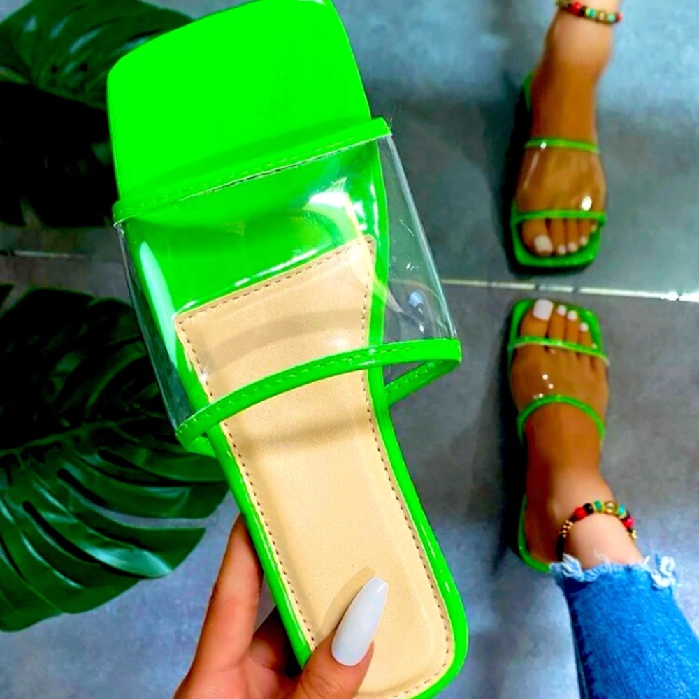 Minimalist Green Slide Sandals